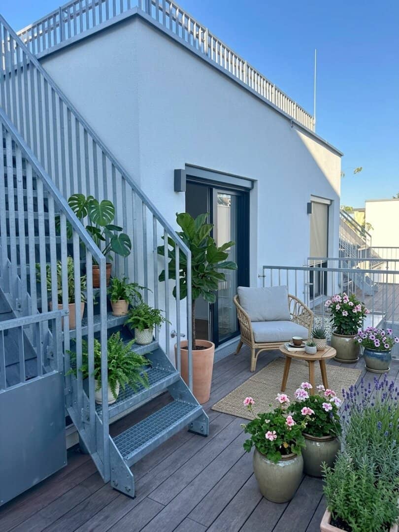 Enjoy sunny days on the large roof terrace. Underfloor cooling and heating costs included. Near Kirchenplatz Atzgersdorf.