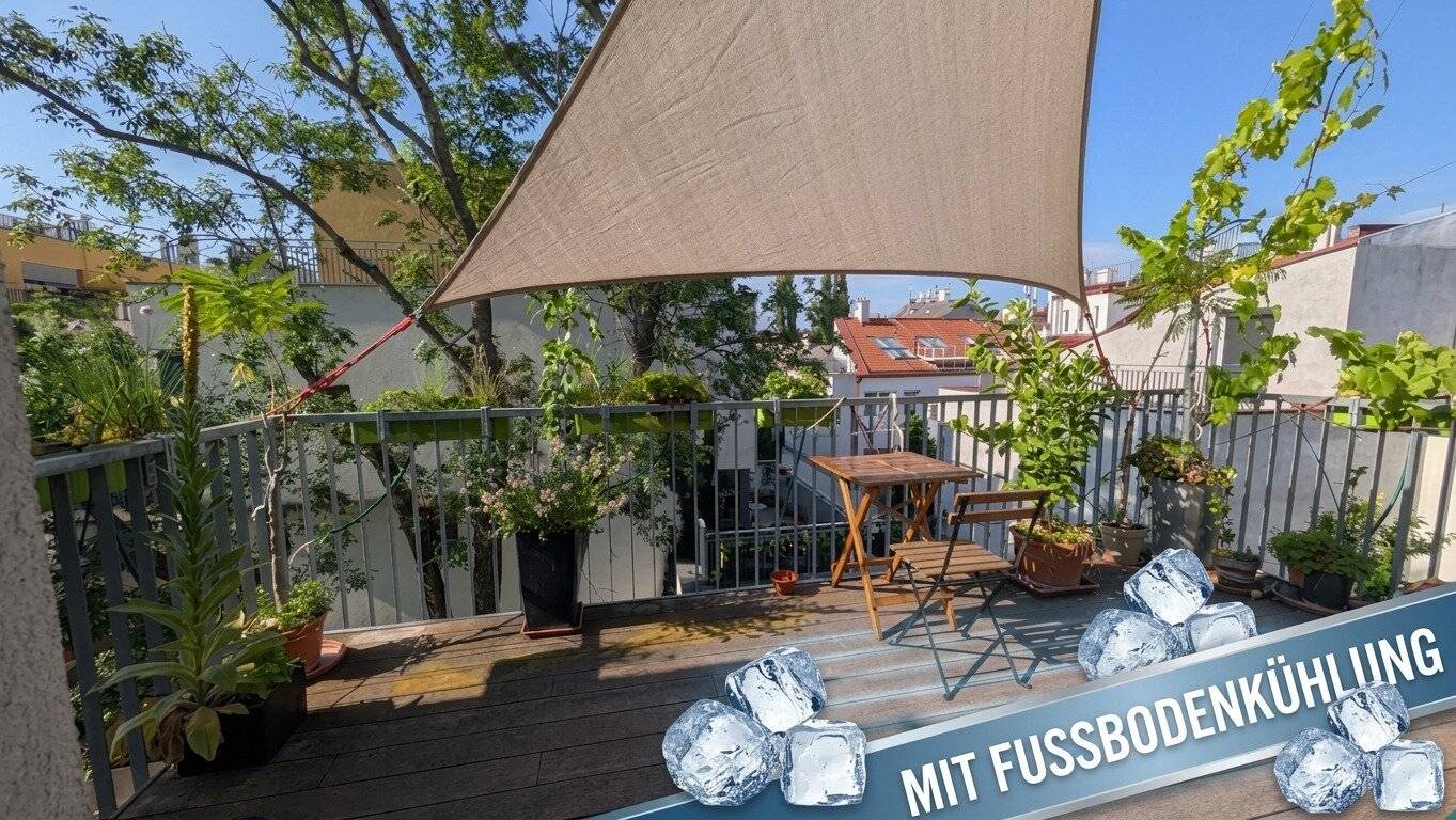 Enjoy golden autumn on the large roof terrace - floor cooling/heating included. Near Kirchenplatz Atzgersdorf