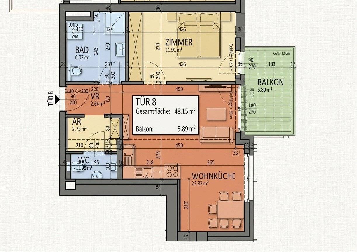 Der Schuberthof - Exklusive 2-Zimmer Eigentumswohnung mit Balkon in bester Korneuburger Wohnlage - Stilvolle Ausstattung in Ruhelage
