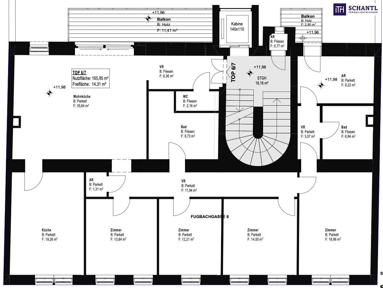 Exclusive living on an entire floor – comprehensively renovated historic period building with two balconies and 6 rooms