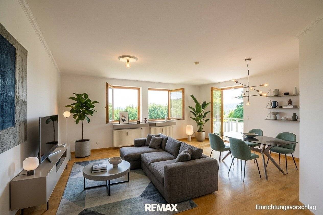 Dreamlike 2-room apartment with balcony, garden access and distant view in Villach