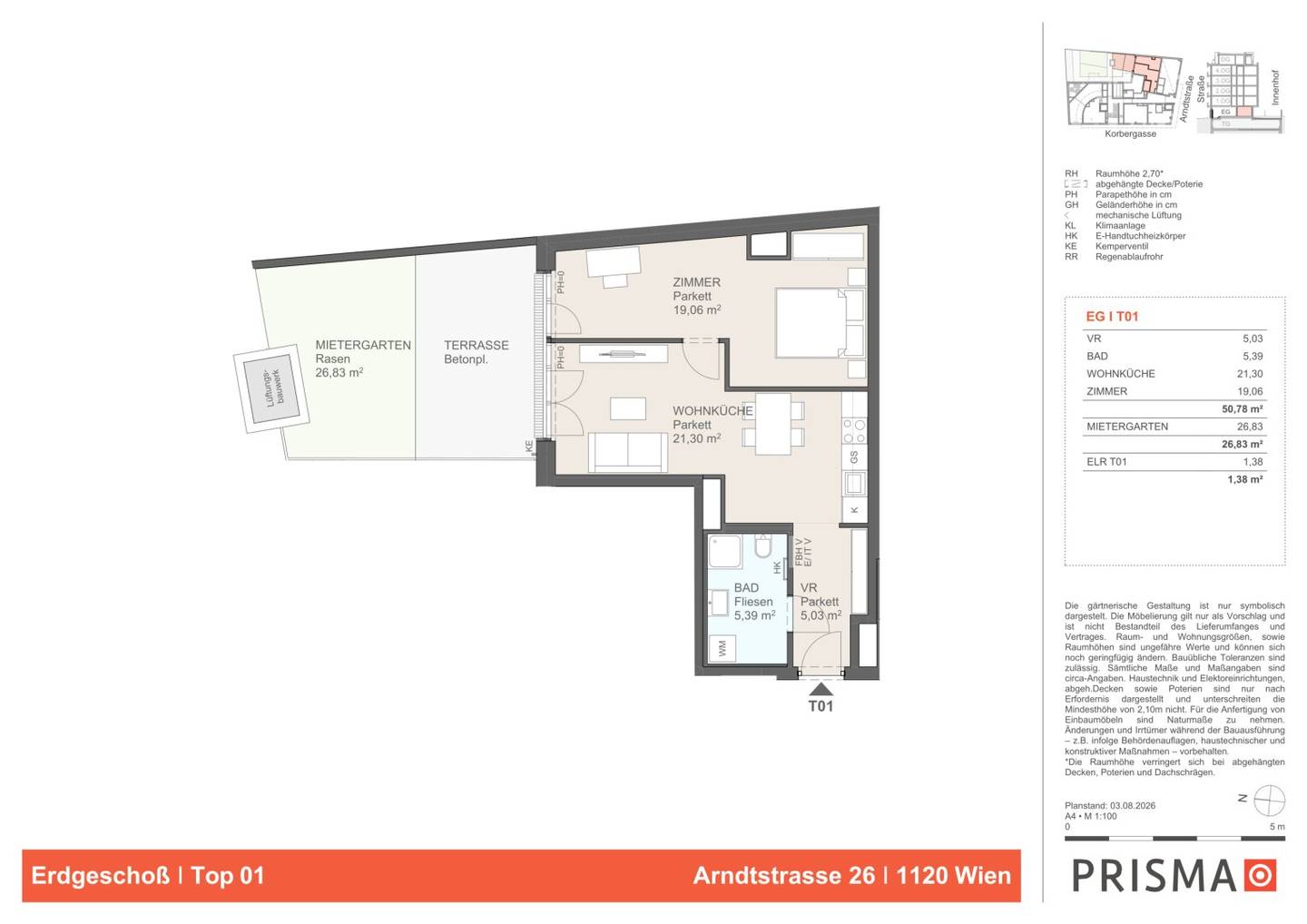 2-Zimmer Wohnung mit Terrasse und Garten
