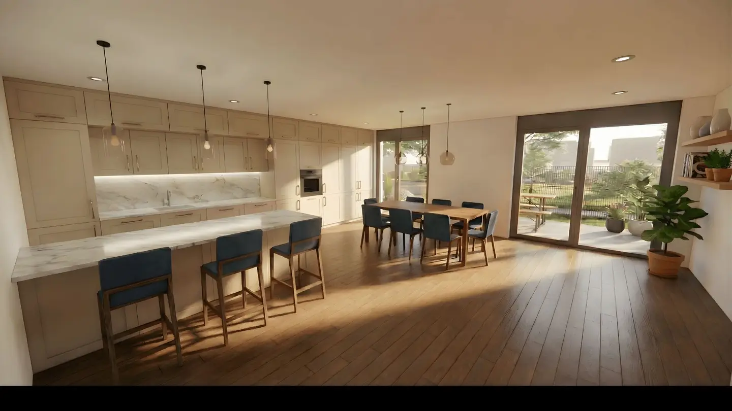 Commission-free first occupancy near Donauinsel: spacious garden apartment with 7 rooms for the large family or the combination living and working