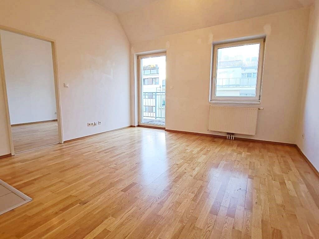 HOFRUHELAGE, DACHGESCHOSS, 79 m2 Neubau mit 6 m2 Balkon, Wohnküche, 2 Zimmer, Wannenbad, Parketten, Bernhardtstalgasse