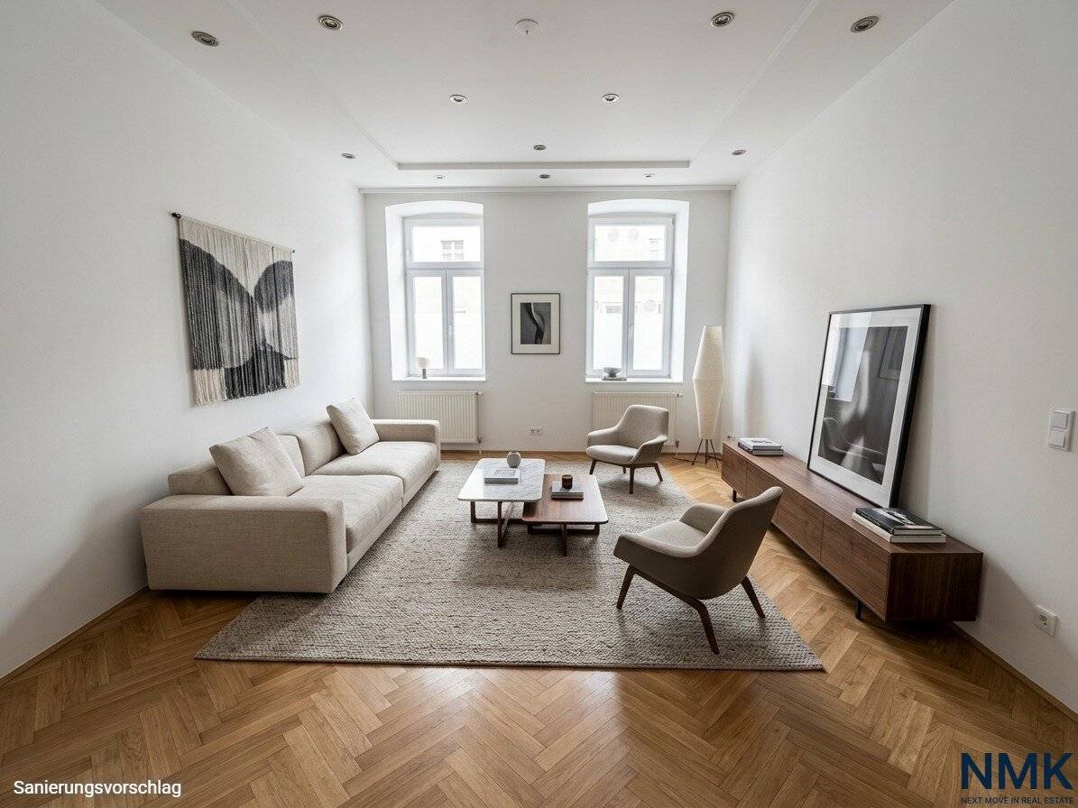Spacious 3-room period apartment with quiet courtyard and development potential