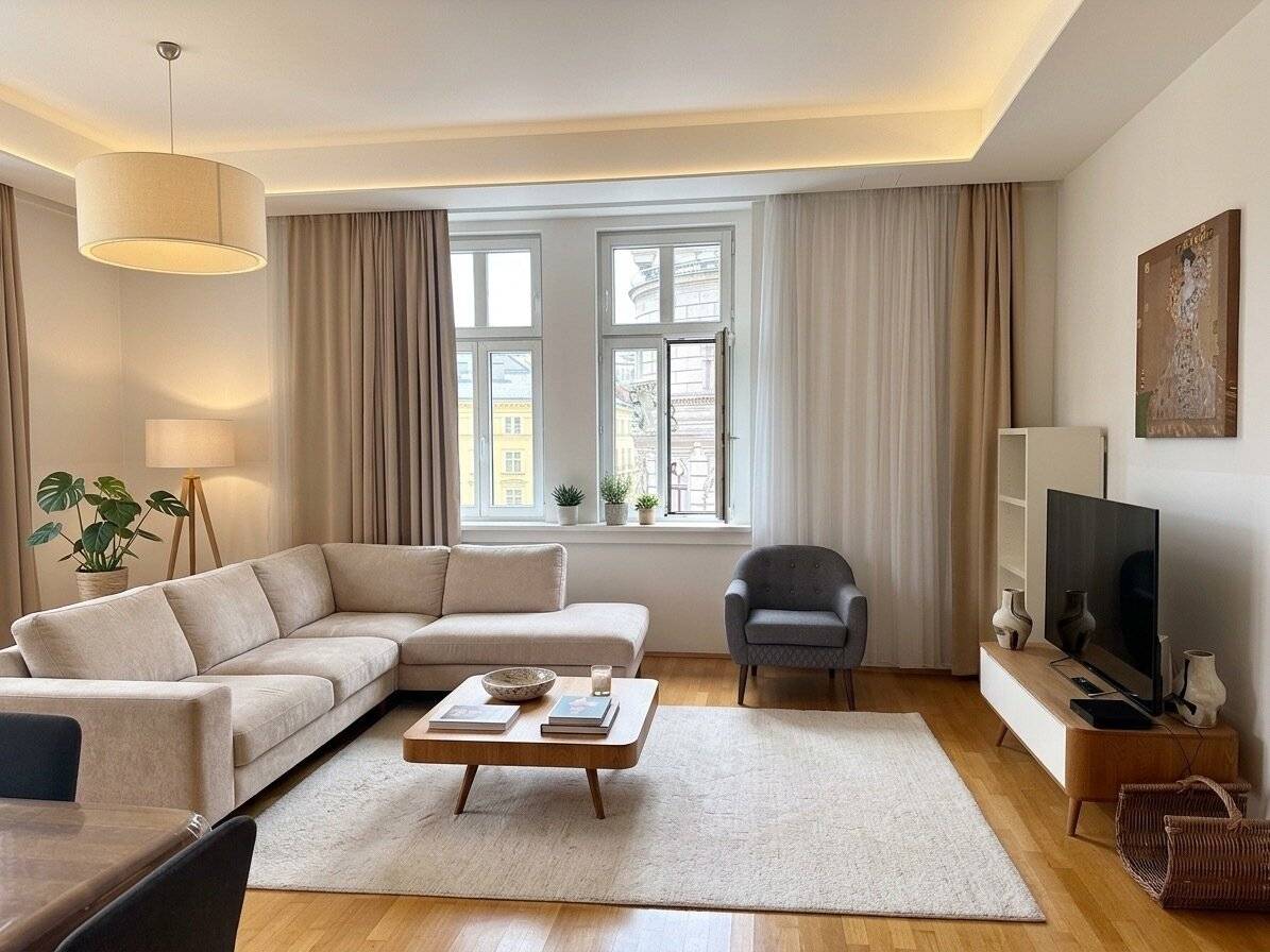 Stylish living in the Servitenviertel – furnished 4-room historic apartment with view to the Votivkirche