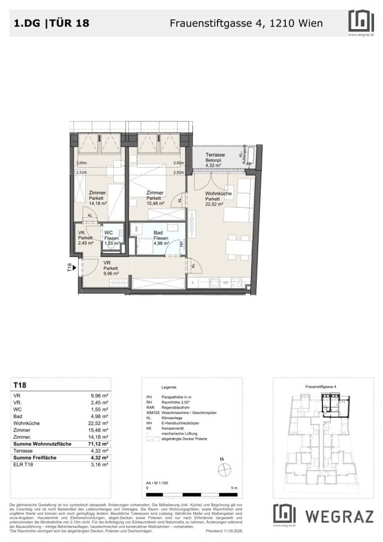 Moderne 3-Zimmer-Dachgeschosswohnung mit Terrasse in 1210 Wien