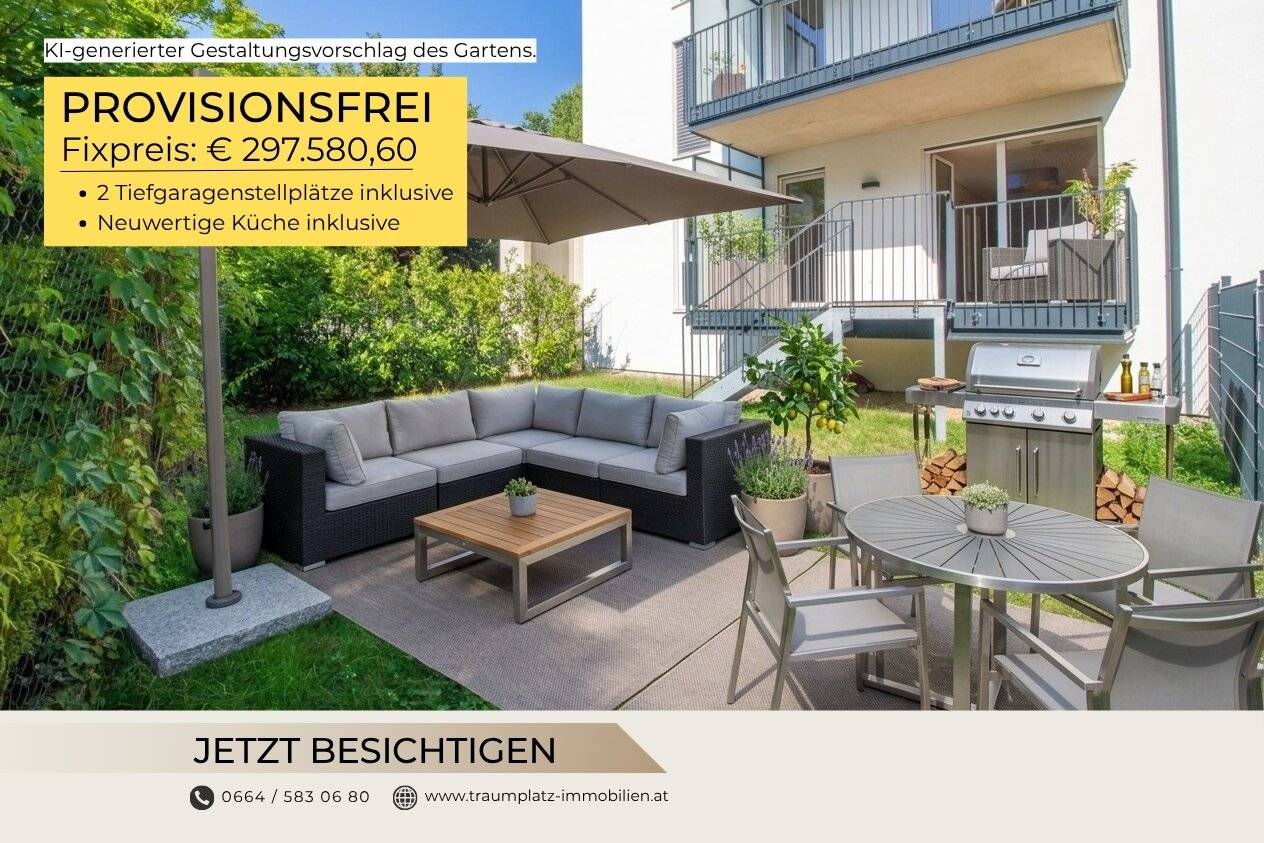 Traumhafte Neubau-Gartenwohnung in Lieboch – 74 m² Eigengarten | 2 TG-Plätze | Provisionsfrei!