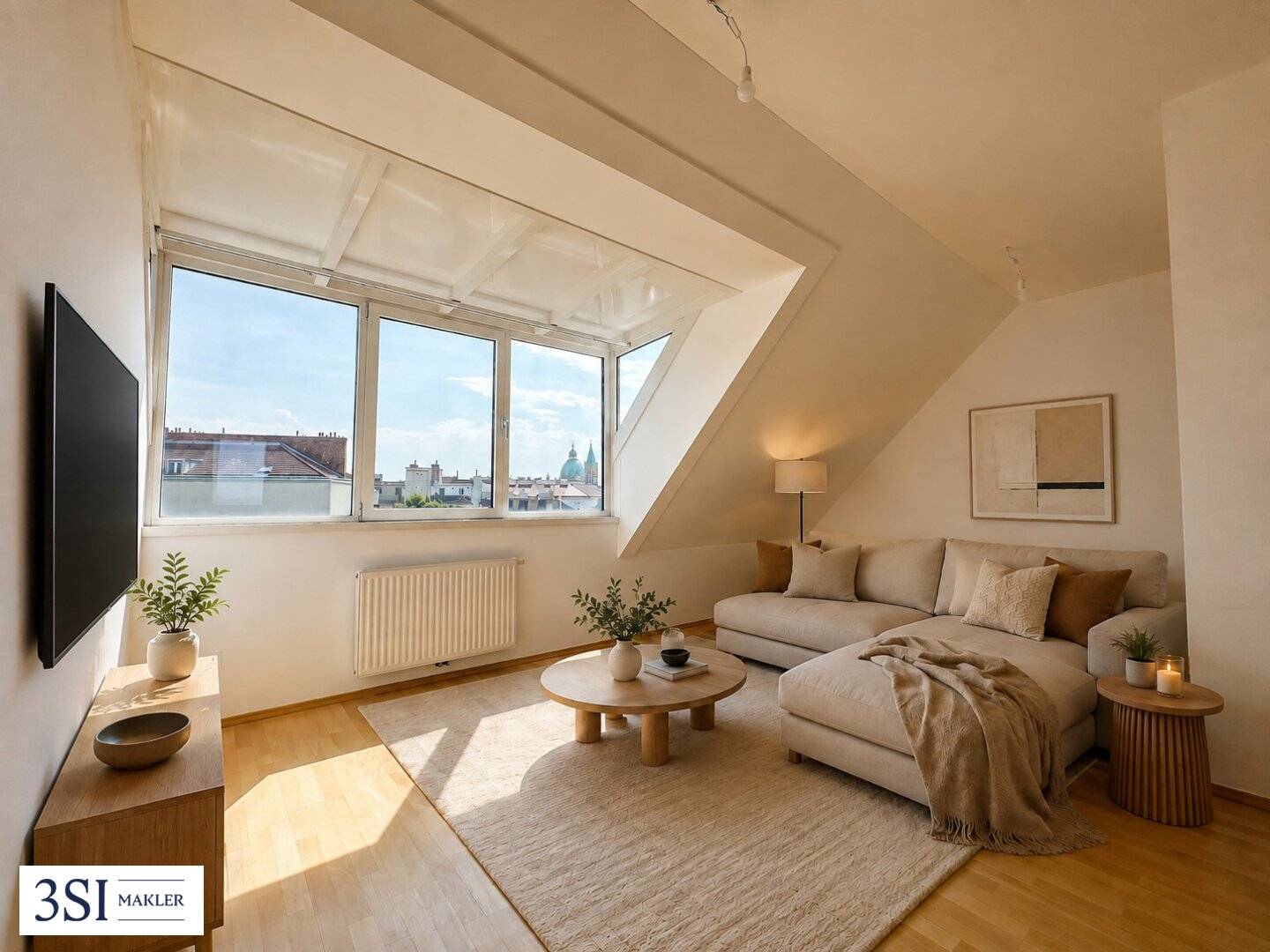 Bright, air conditioned, spacious 2-room penthouse dream in quiet side street of the 10th district - with communal roof terrace