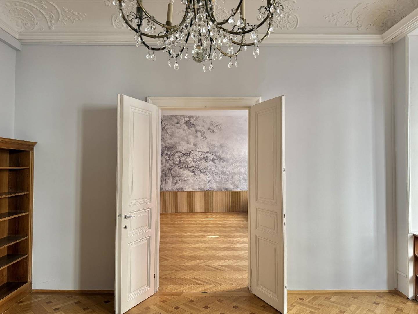 Representative old building apartment with stucco ceilings