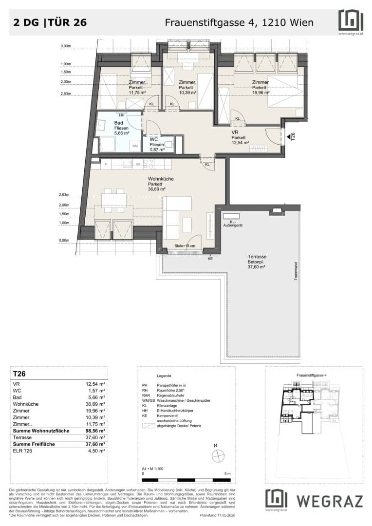 Spaciousness in top form. 4 rooms and large terrace