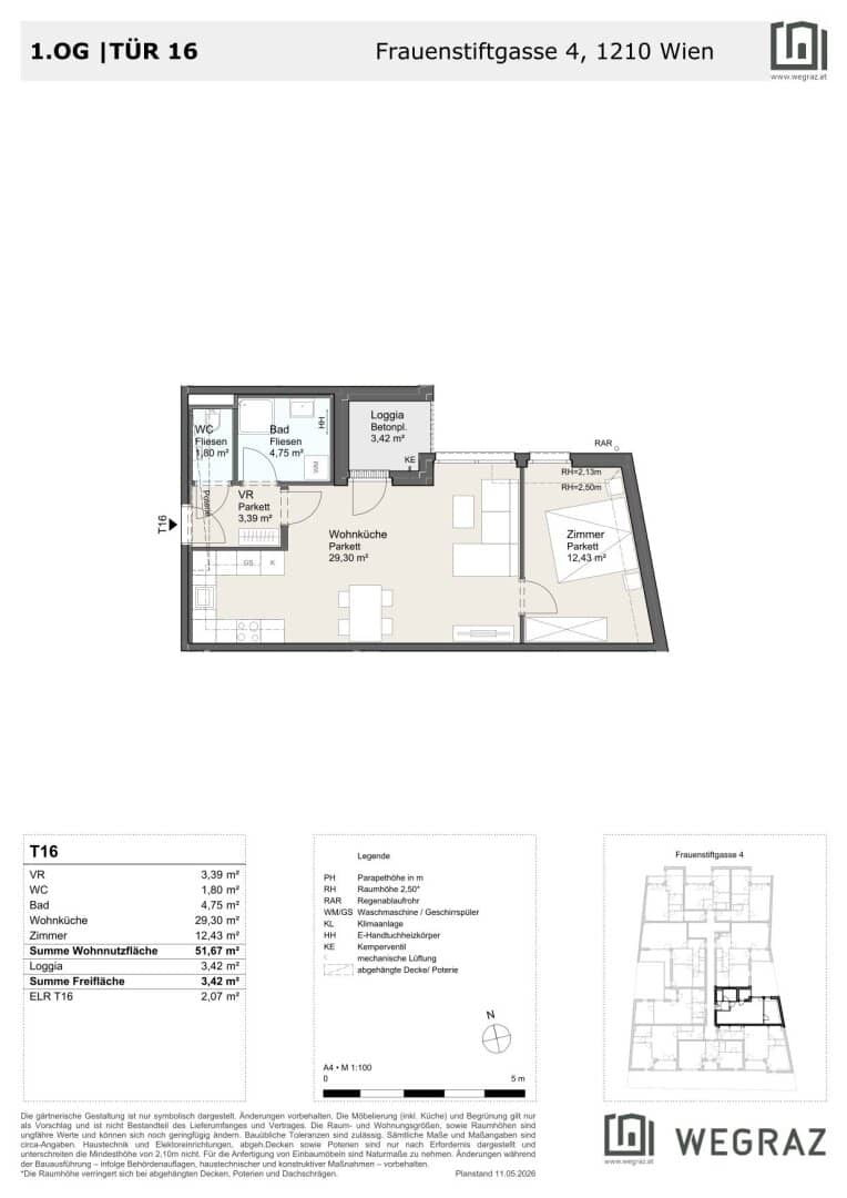 Modern 2-room apartment with spacious living kitchen &amp; loggia on the 1st floor in 1210 Vienna