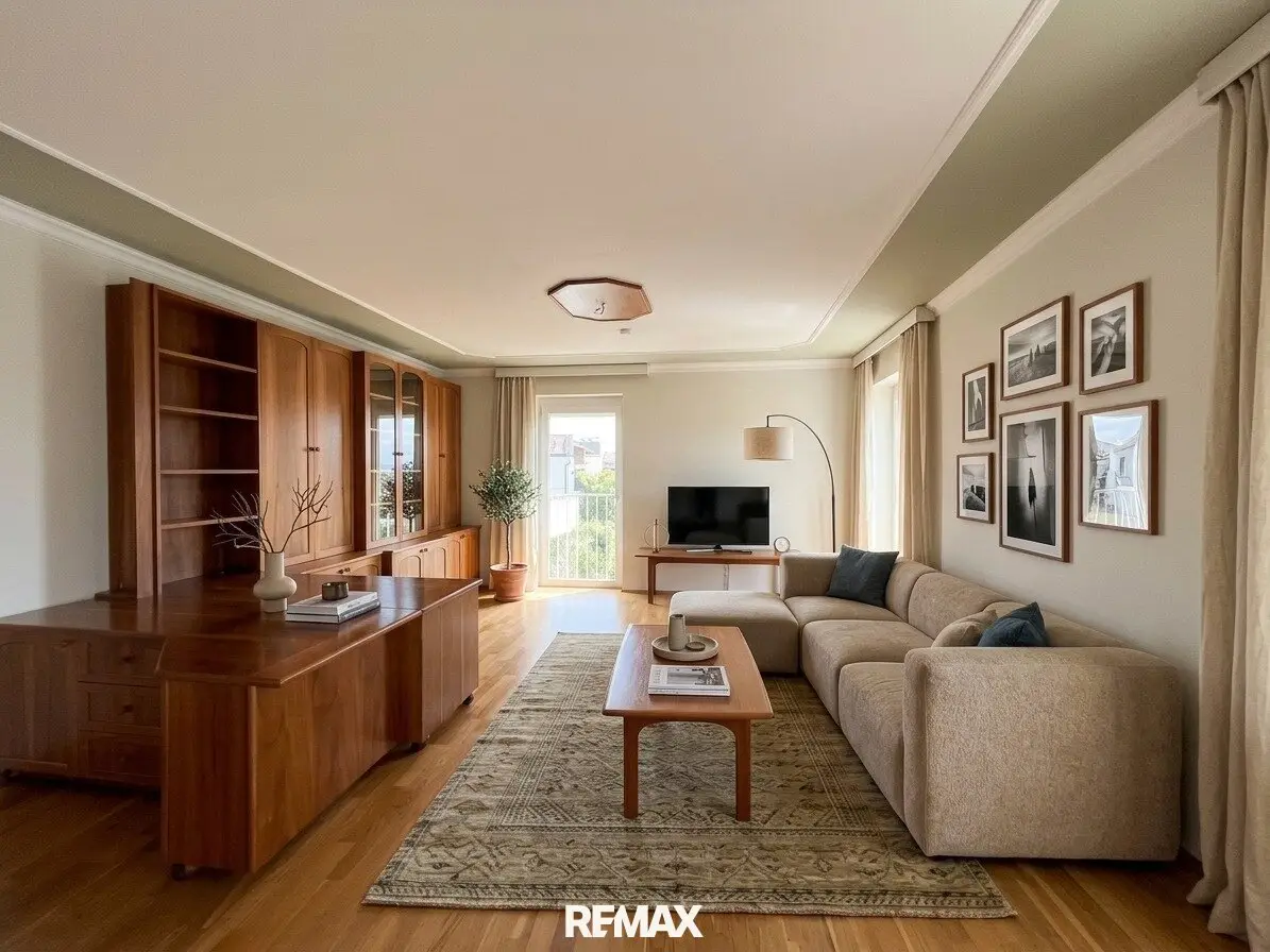 Generous living with wide view, plenty of space and impressive view of Völkermarkt and the Drau