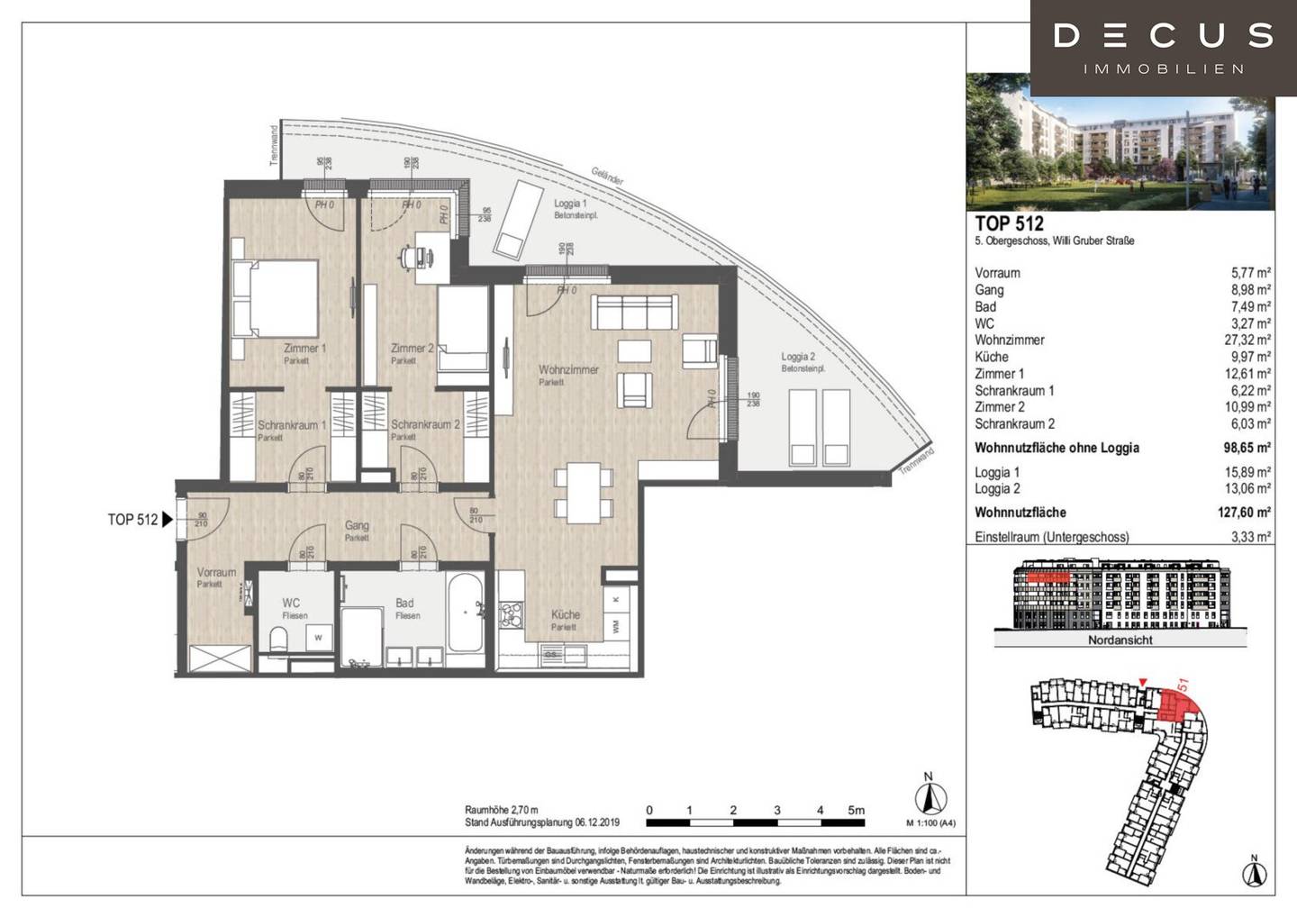 3 ROOMS | 5th FLOOR | NORTHEAST-SIDED | NEAR THE TRAISEN RIVER | LANDHAUSVIERTEL | WITH 2 OUTDOOR AREAS | FROM MAY
