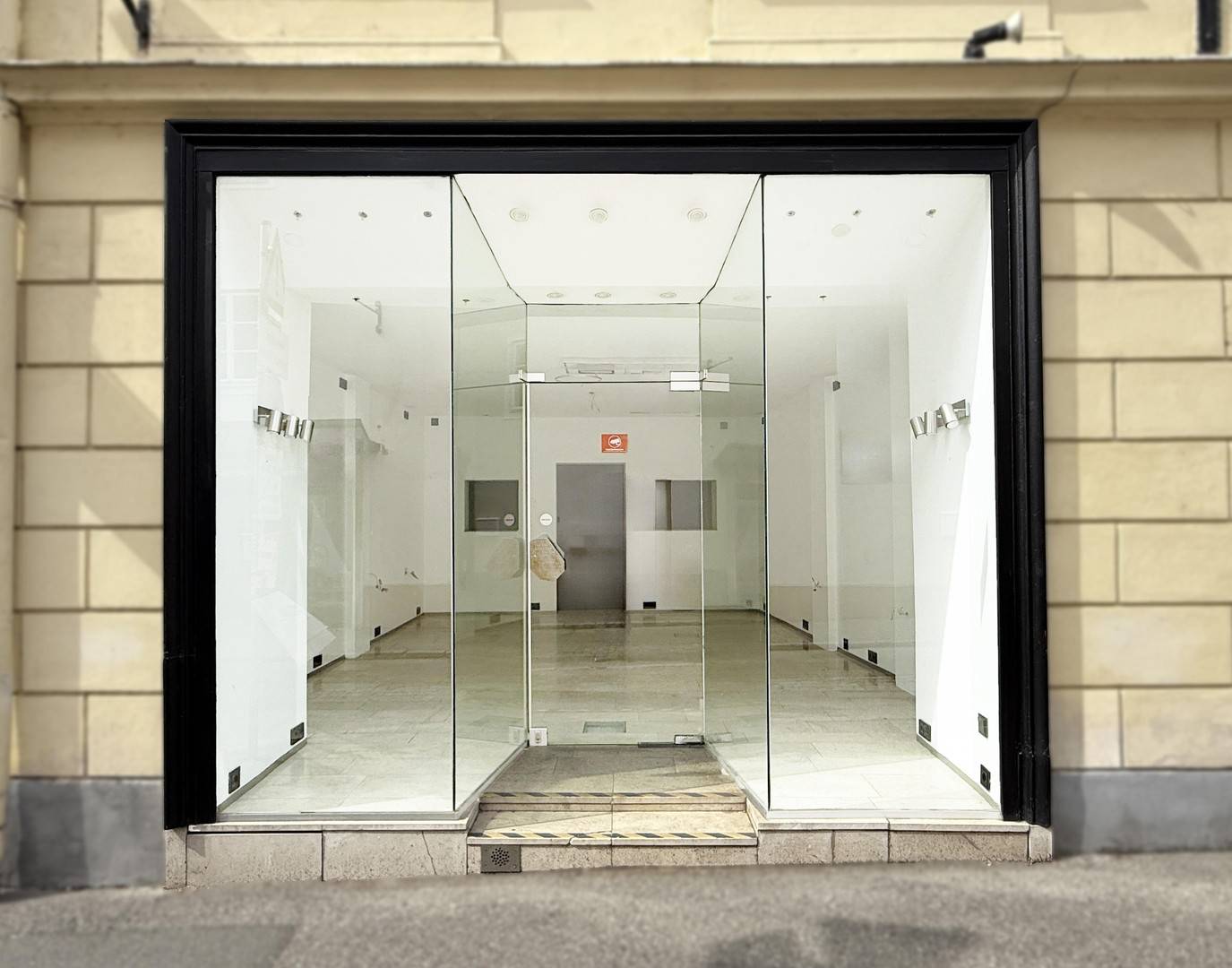 Bright glass front on pedestrian zone apartment