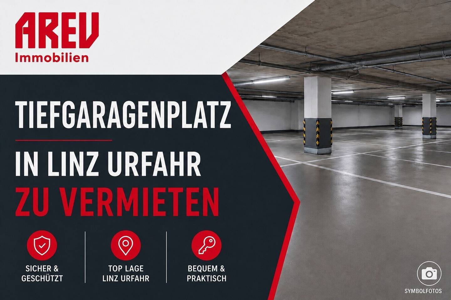 Underground garage parking space in Johann-Wilhelm-Klein-Straße 12-14 available immediately