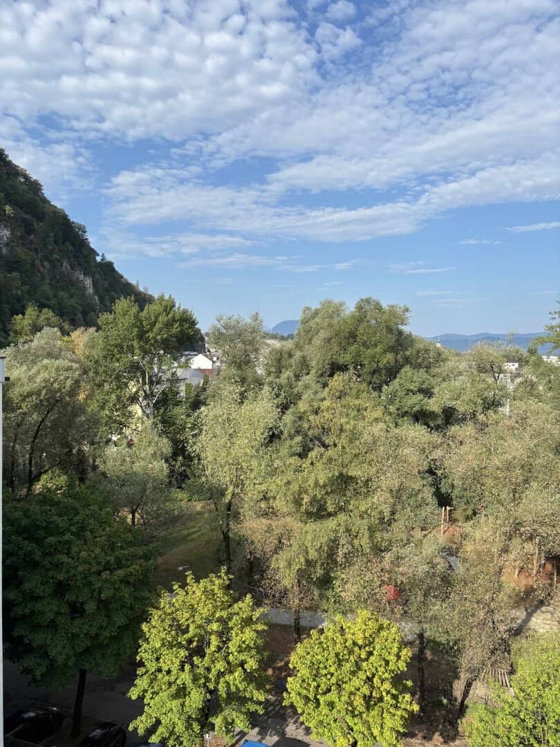 SCHALLMOOS: Sunny 3.5-room balcony apartment with green view and underground parking space, in need of renovation