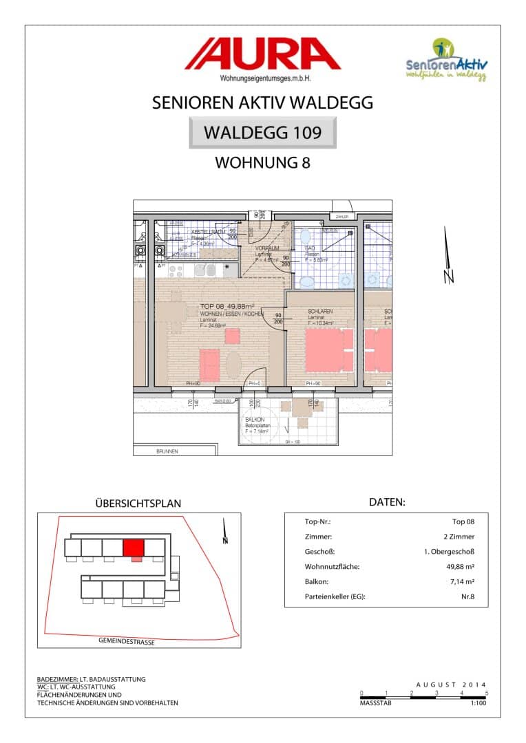SENIOR APARTMENT: sunny 2-room apartment with spacious balcony in Waldegg - Top 08