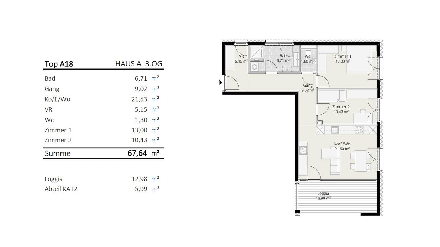 3-room apartment Top A18 Die Neue Ladenstraße