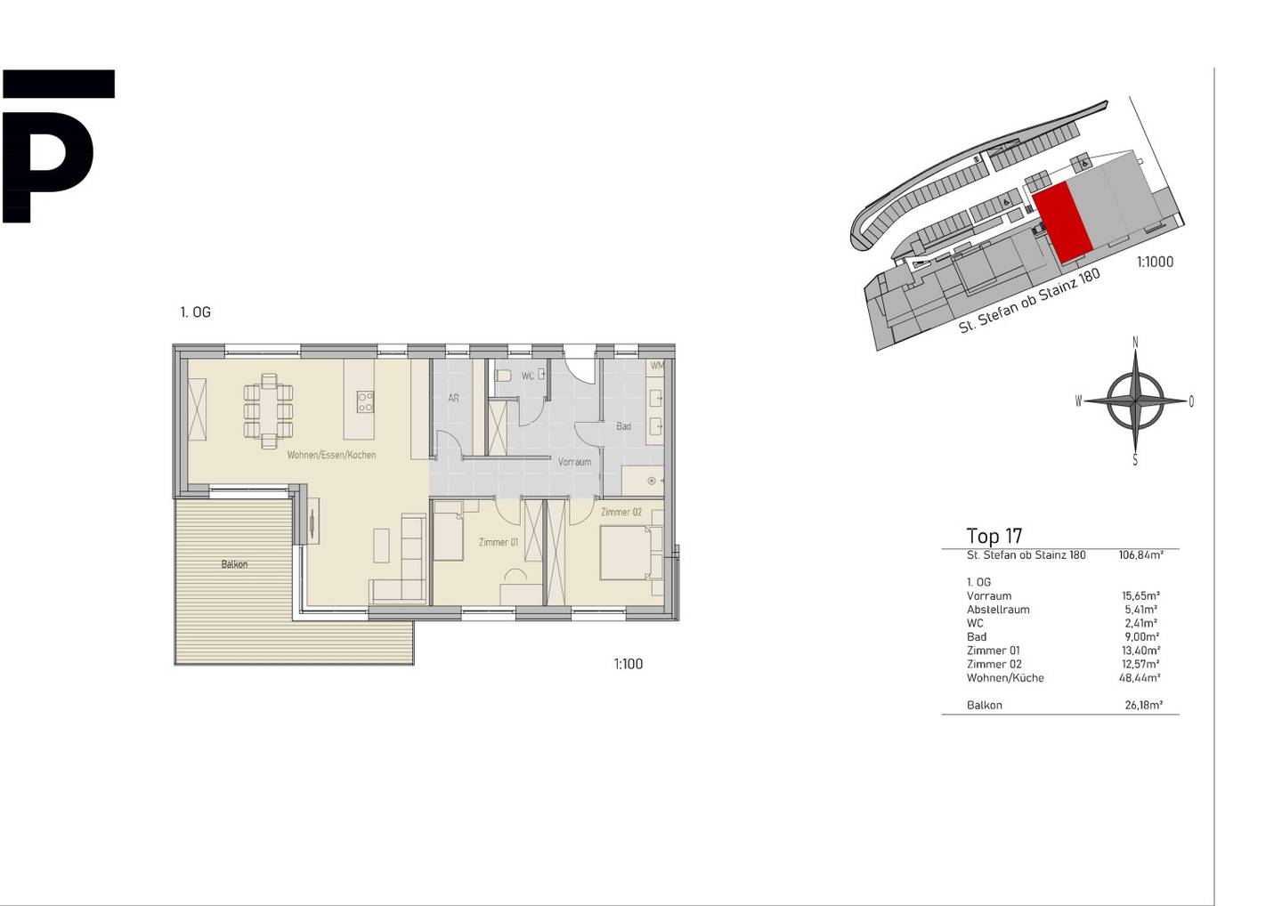Helle 3-Zimmer-Wohnung in St. Stefan ob Stainz