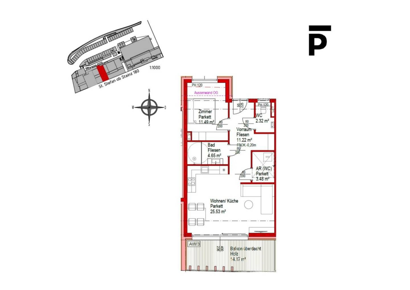 Wunderschöne 2-Zimmer-Wohnung mit Balkon &amp; Terrasse in St. Stefan ob Stainz