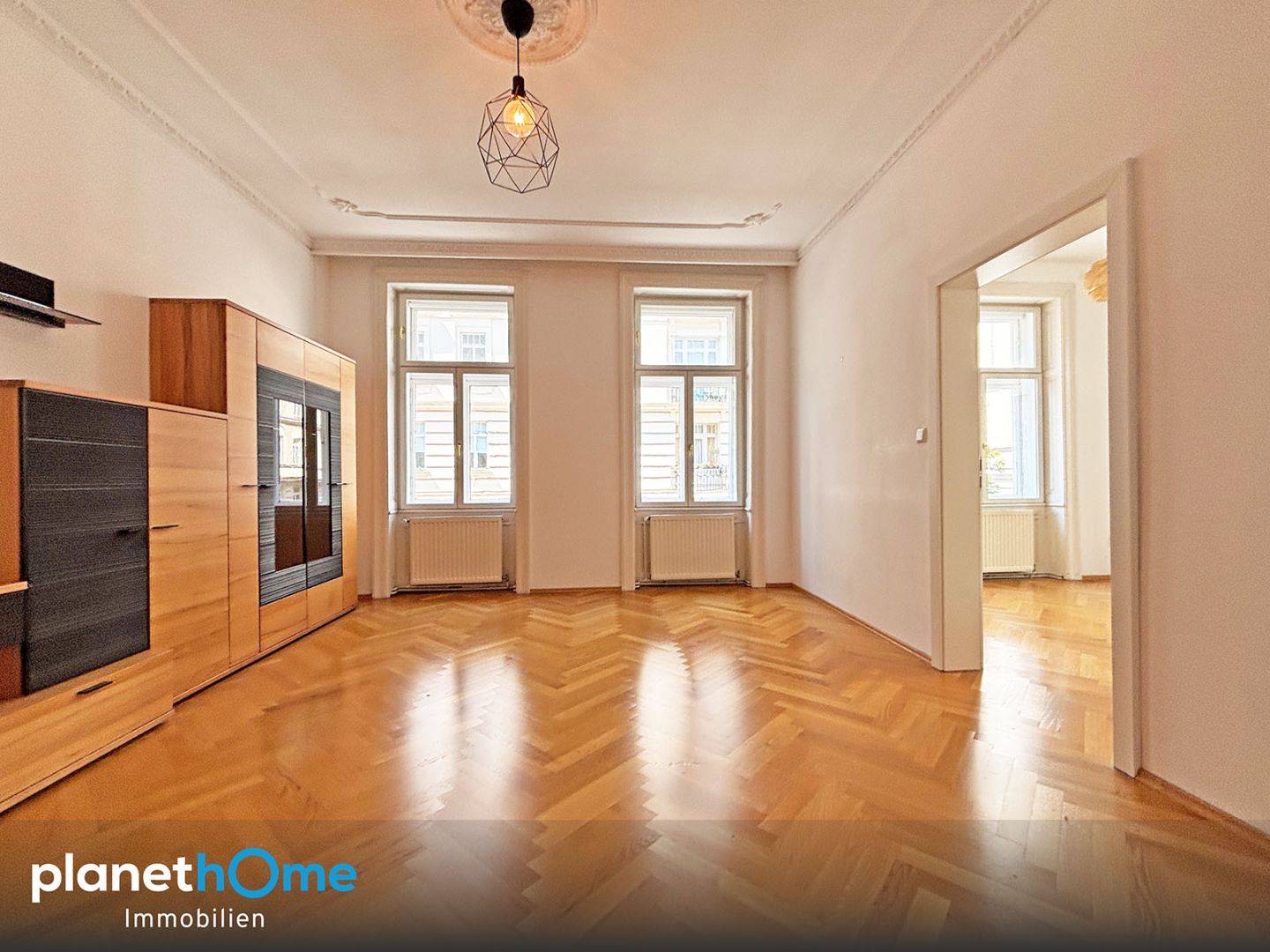 Period apartment on mezzanine with herringbone parquet