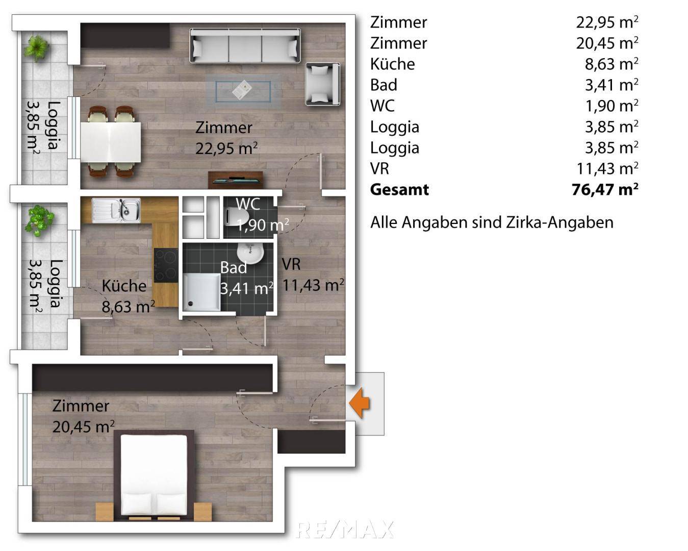 Zentrale helle Wohnung mit zwei Loggien und Lift