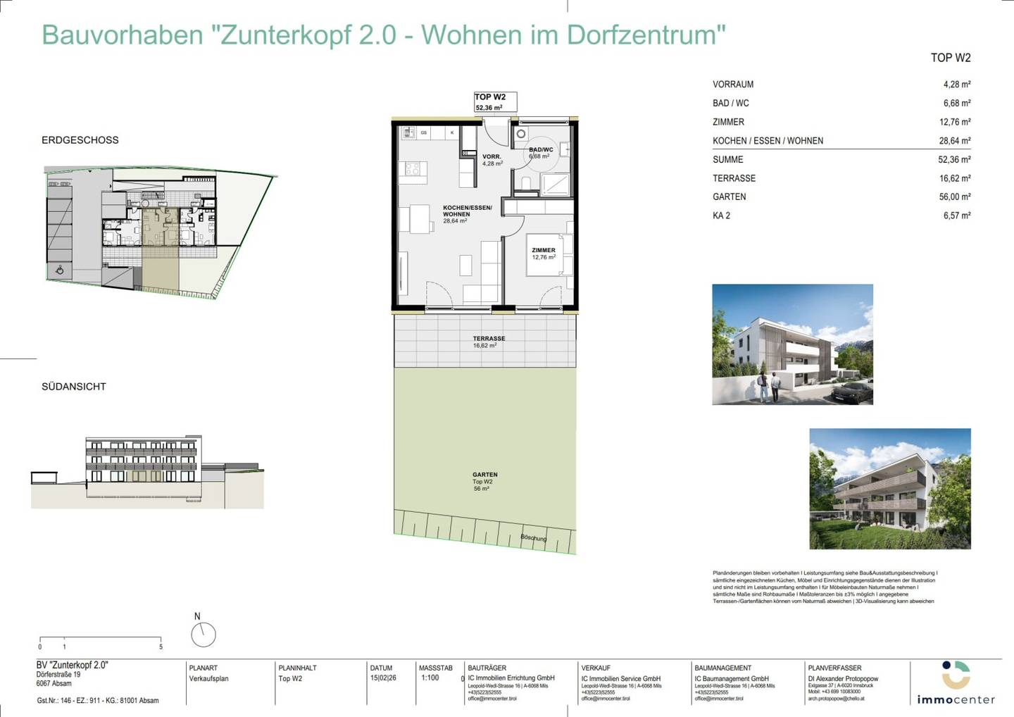 2-Zimmer-Wohnung Top W2, "Zunterkopf 2.0", 6067 Absam