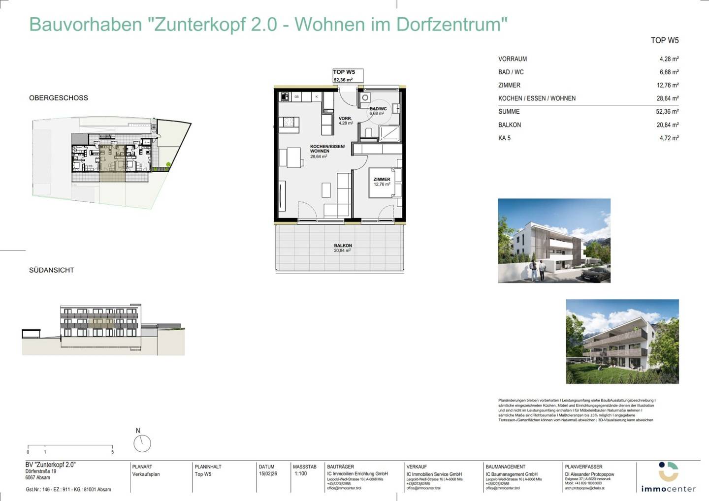 2-Zimmer-Wohnung Top W5, "Zunterkopf 2.0", 6067 Absam