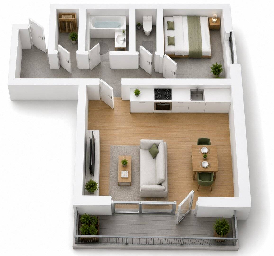 Well laid-out, cozy 38 m2 rental apartment (1.5 rooms) with loggia in St. Pölten