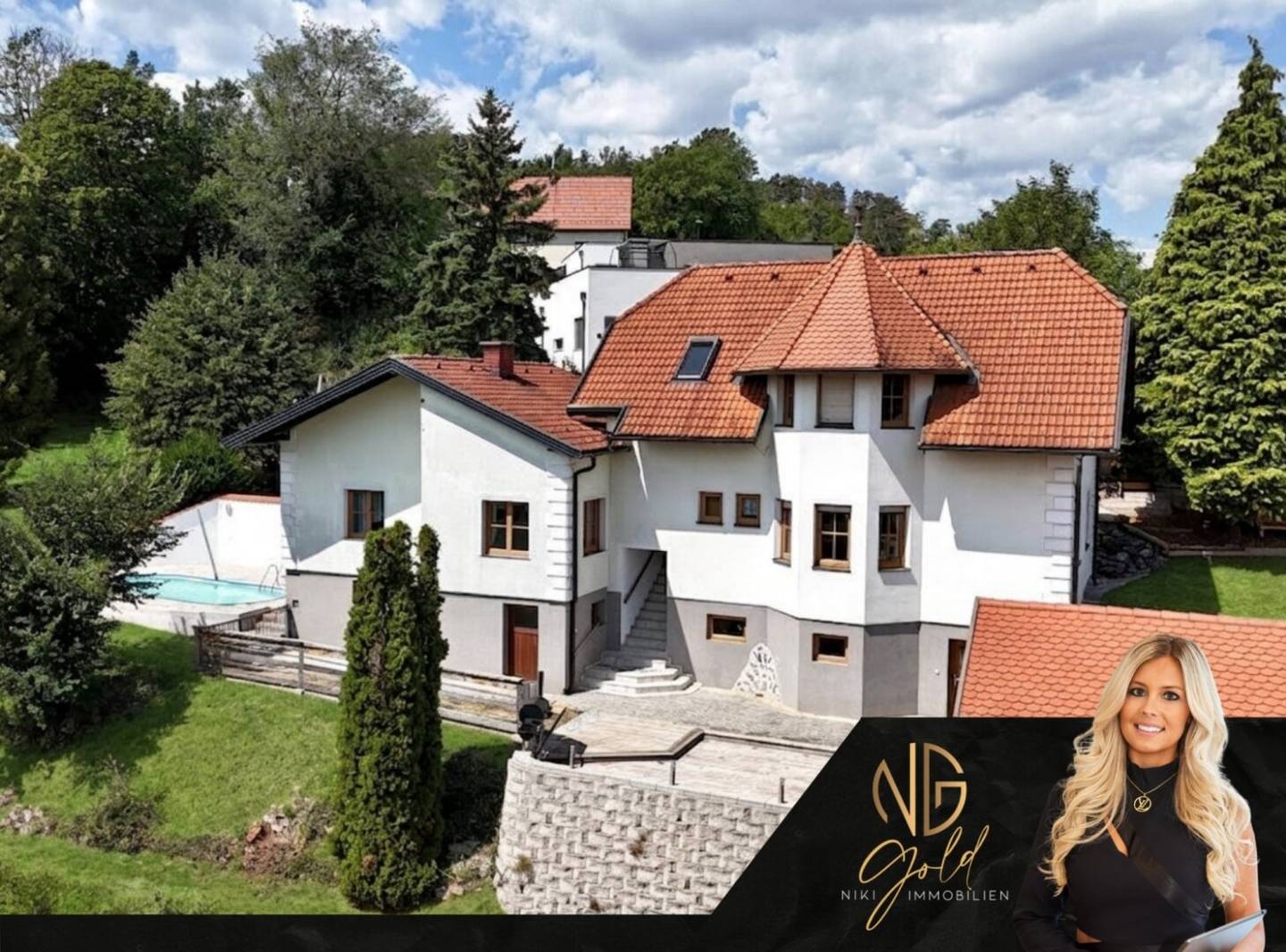 Wo Ruhe zu Hause ist – Ein- oder Zweifamilienhaus mit Pool &amp; Panoramablick bei Bad Erlach