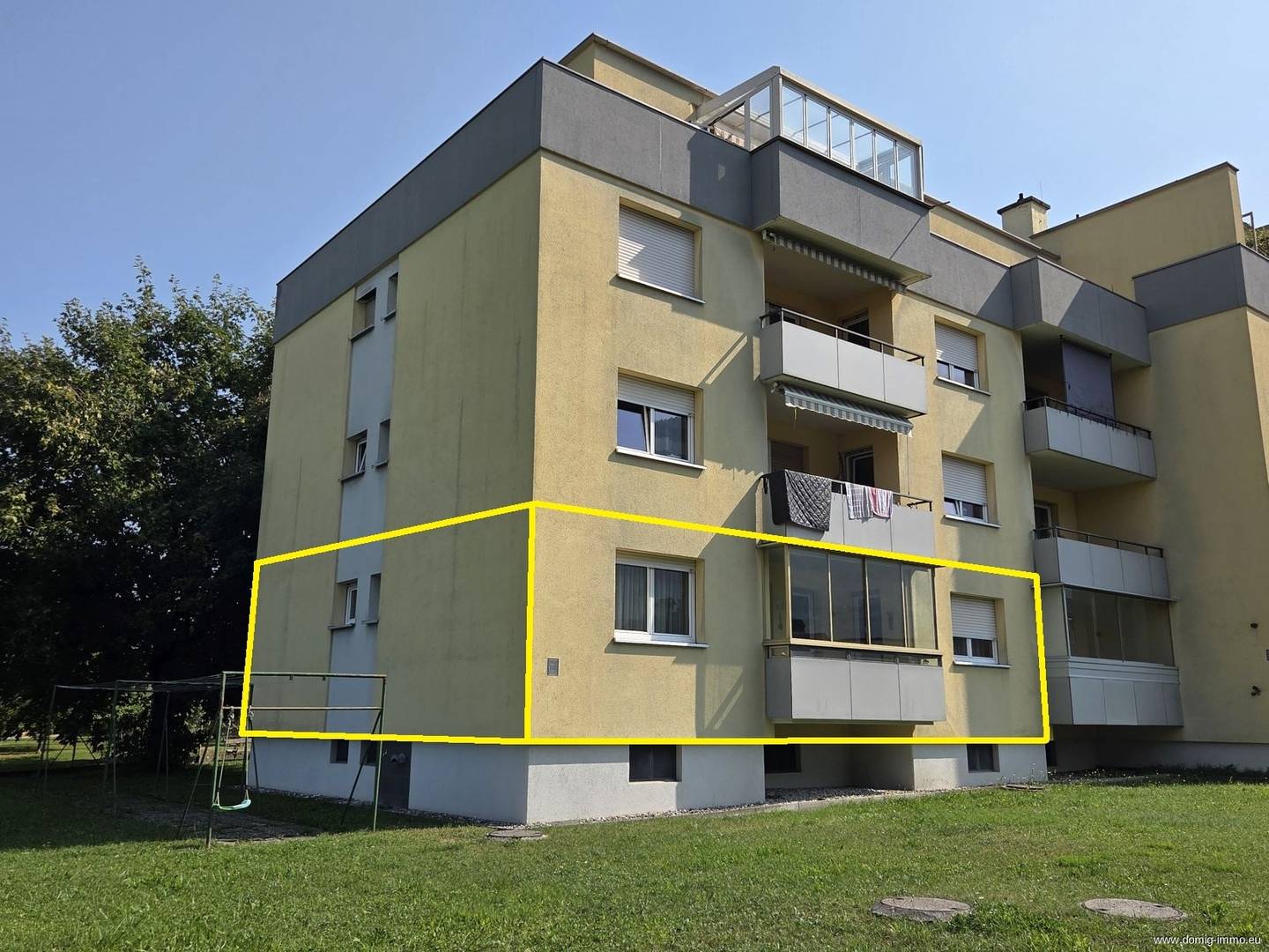 Well laid out apartment with glazed balcony and garage