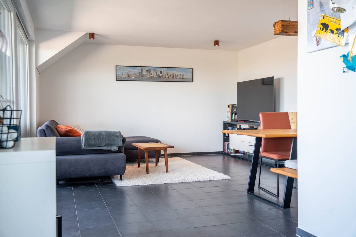 Bright apartment with terrace and distant mountain view