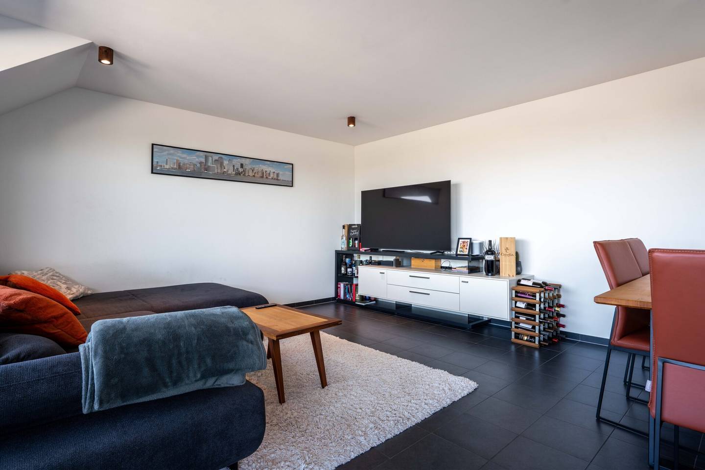 Bright apartment with terrace and distant mountain view
