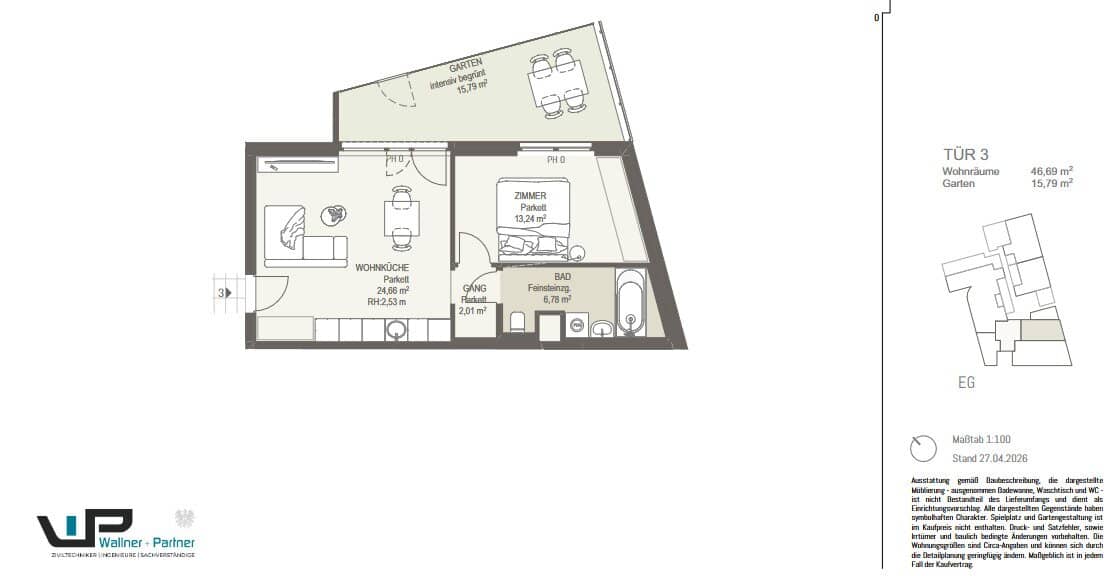 Neubau 2 Zimmer mit Garten - 1220 Wien