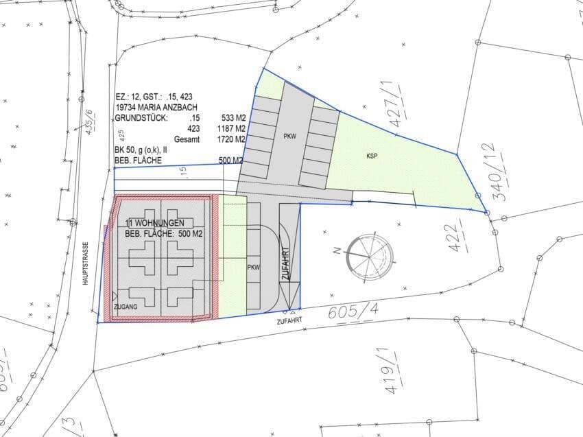Grundstück im Ortszentrum von Maria Anzbach – 720 m² verbaubar