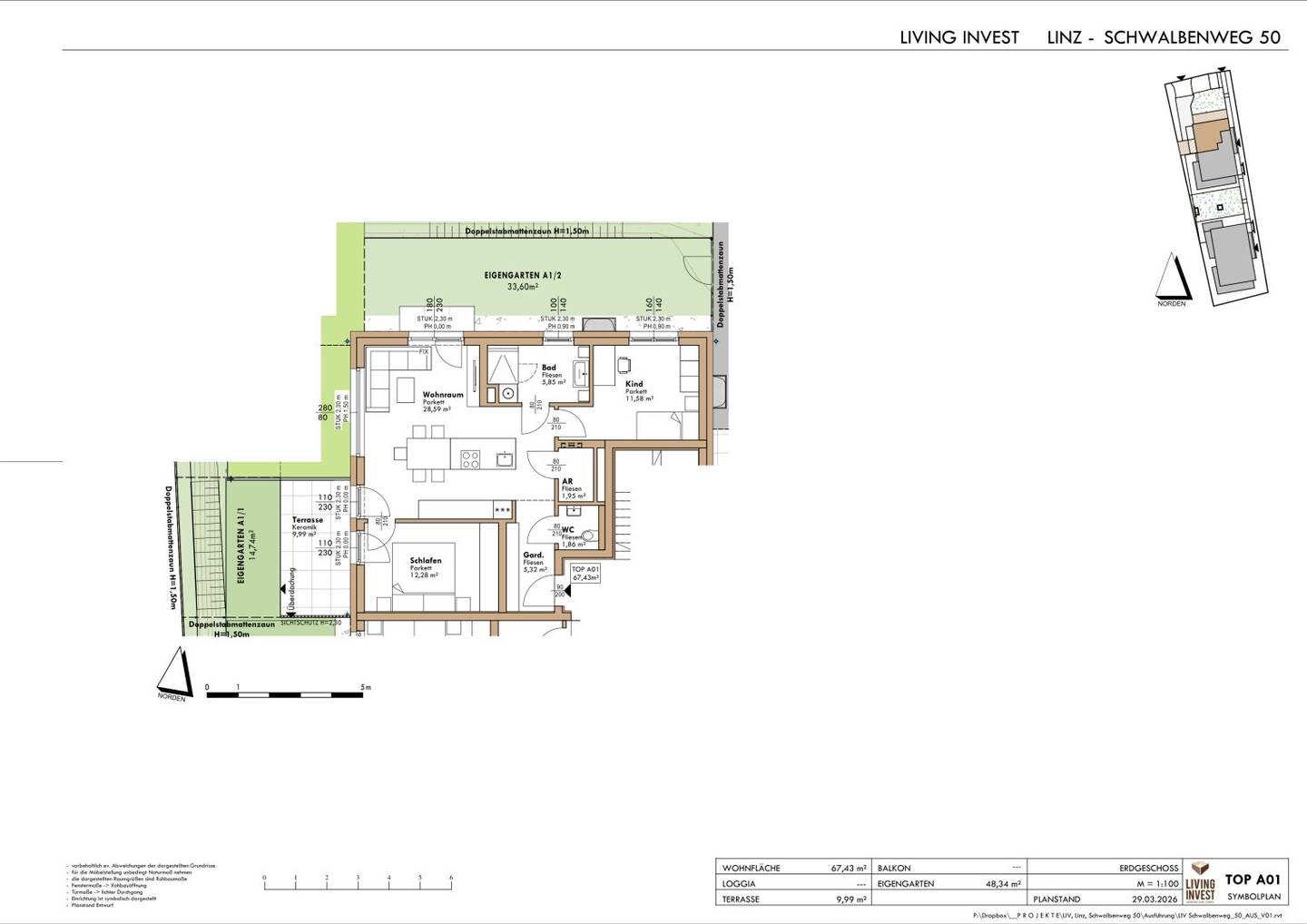 LIV - Schwalbenweg - 2nd building phase | 3-room garden apartment near the lake - TOP A01