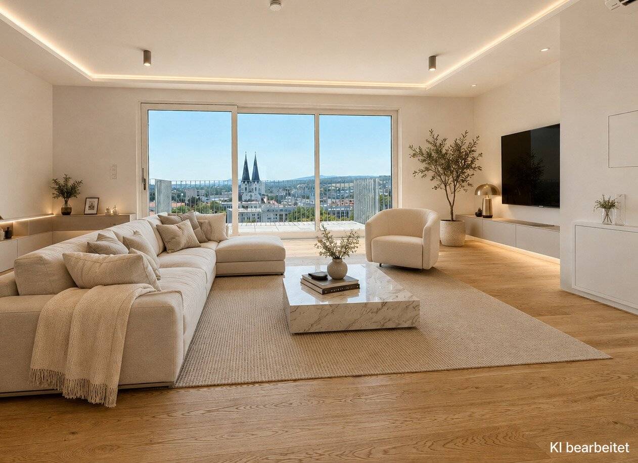 Penthouse with 77 m² roof terrace, 4 rooms, first occupancy, Klimaaktiv Gold