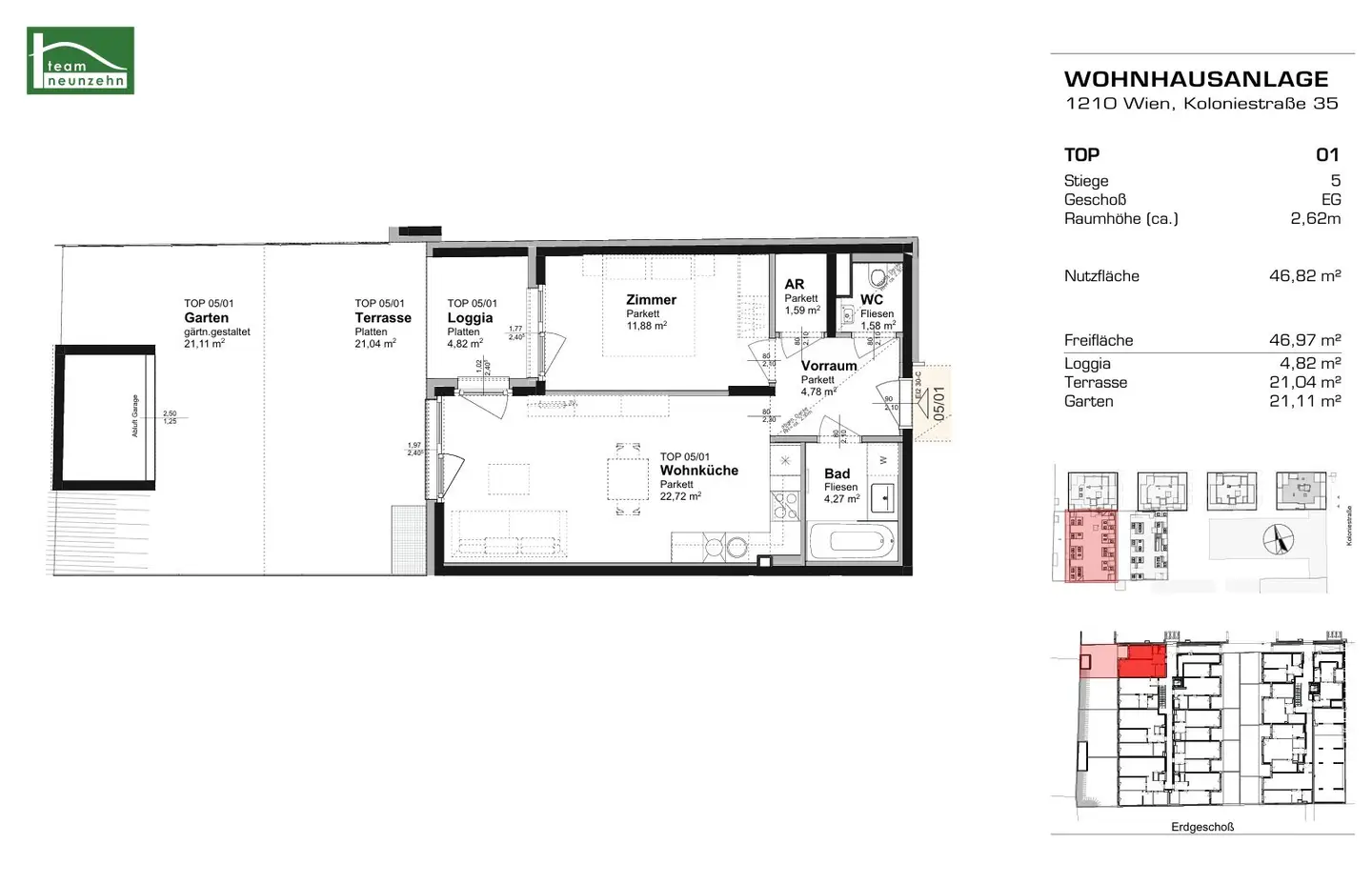 Like-new 2-room apartment with garden and perfect infrastructure – available from October!