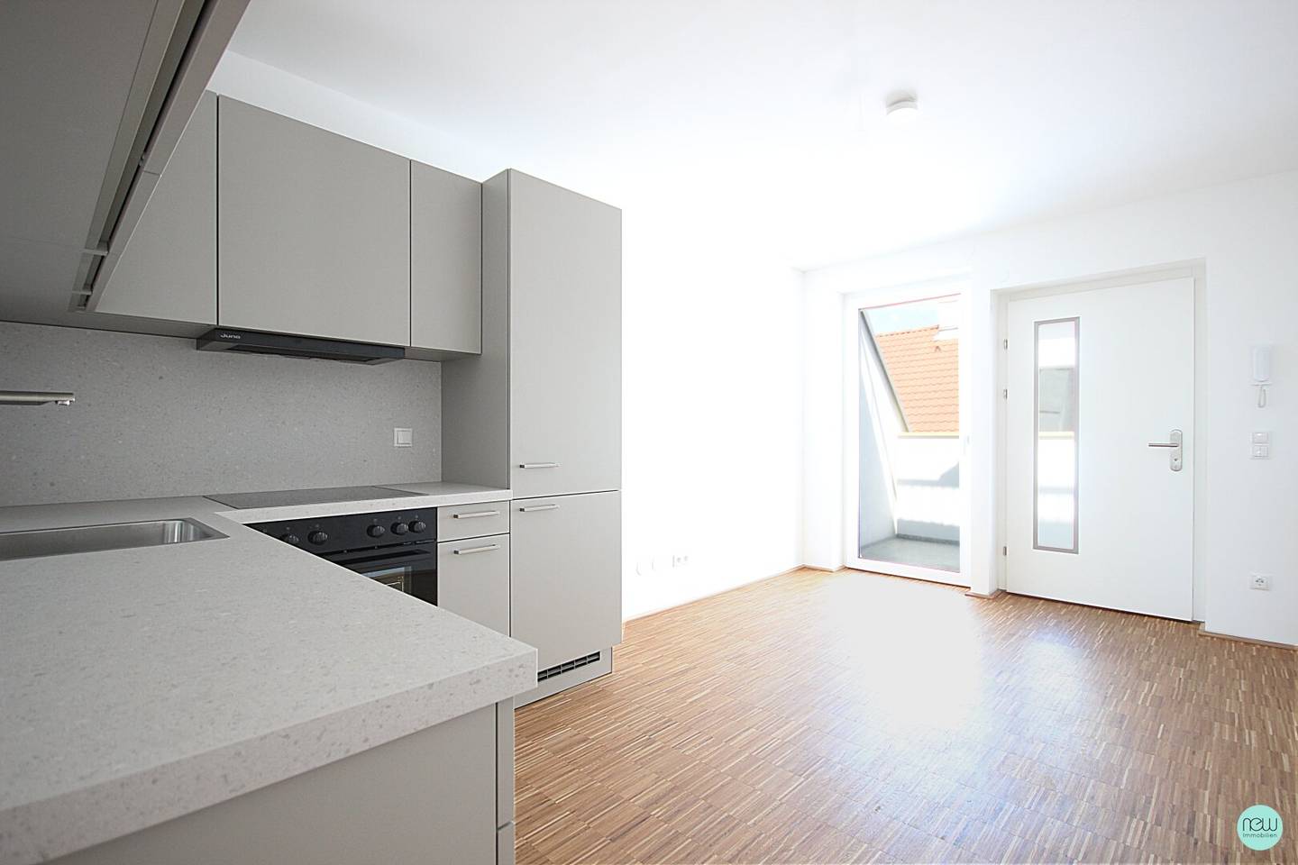 First occupancy attic conversion, urban, modern, in a green setting