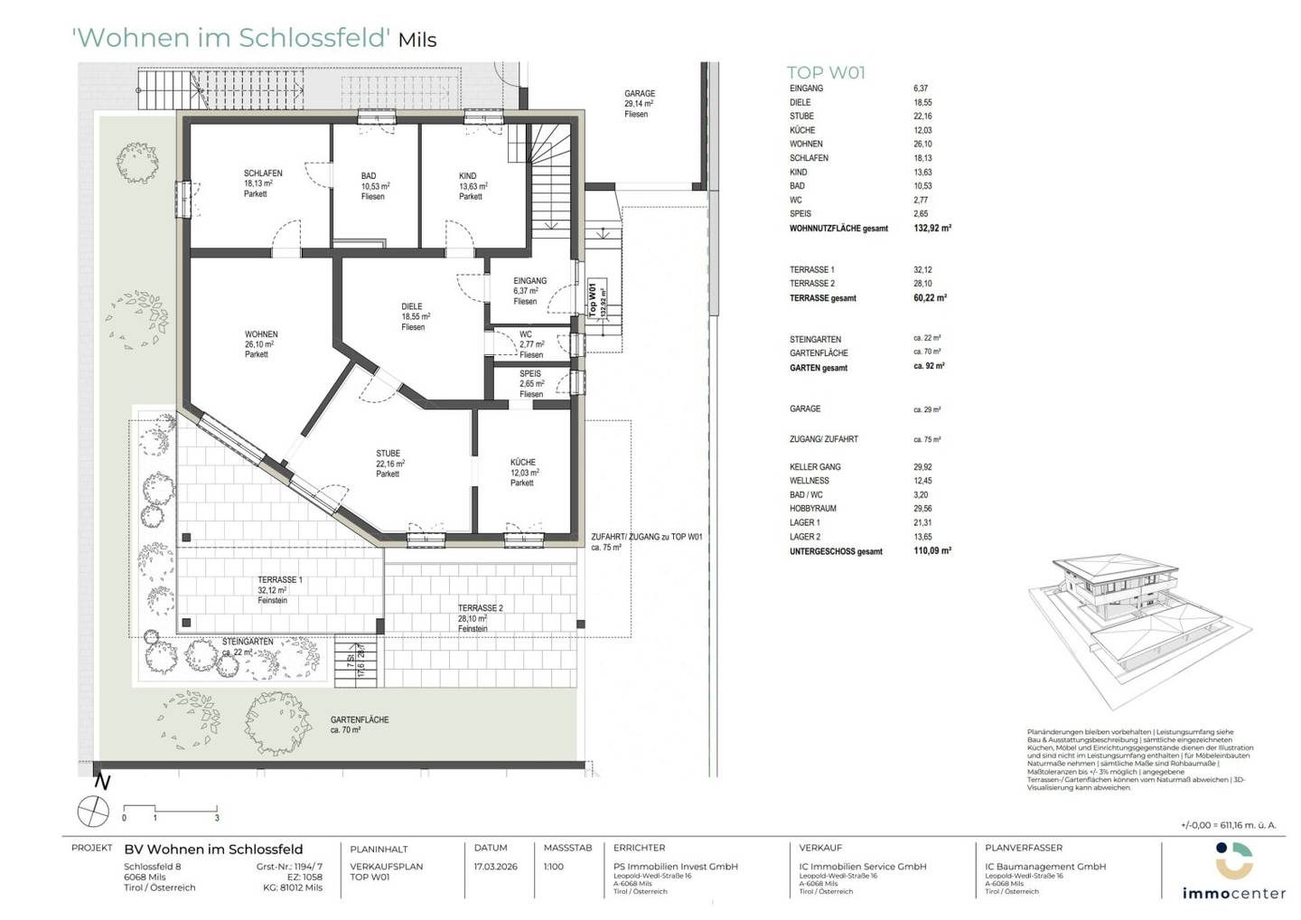 Traumhafte Familienwohnung in Bestlage, Top W01 "Wohnen im Schlossfeld", 6068 Mils