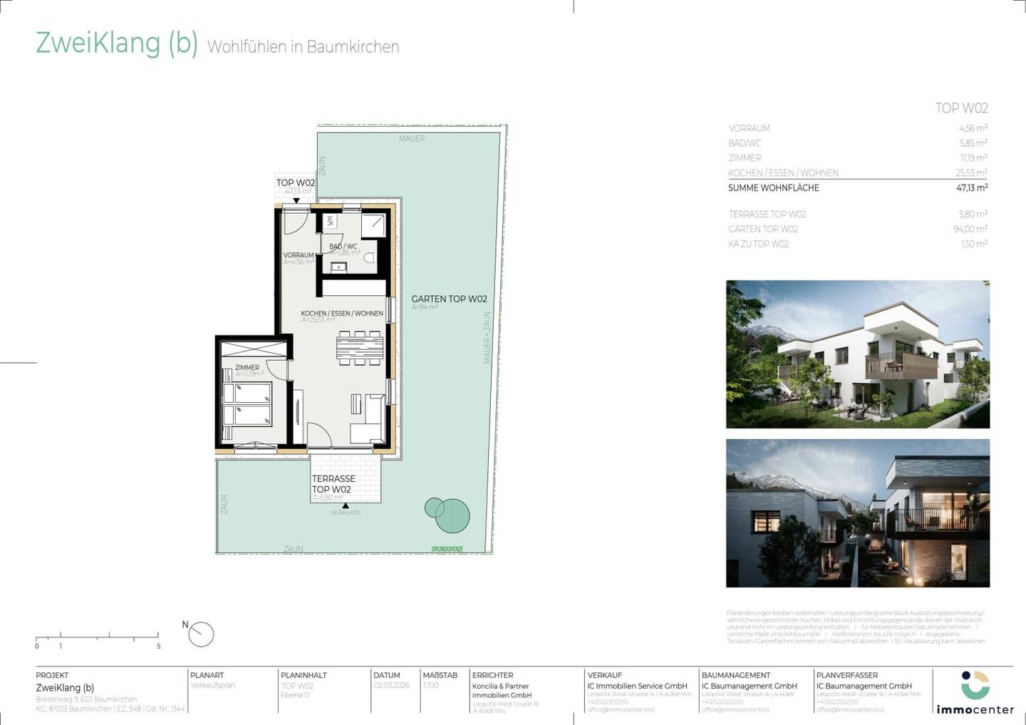 2-Zimmer-Wohnung Top W02, "ZweiKlang (b)", 6121 Baumkirchen