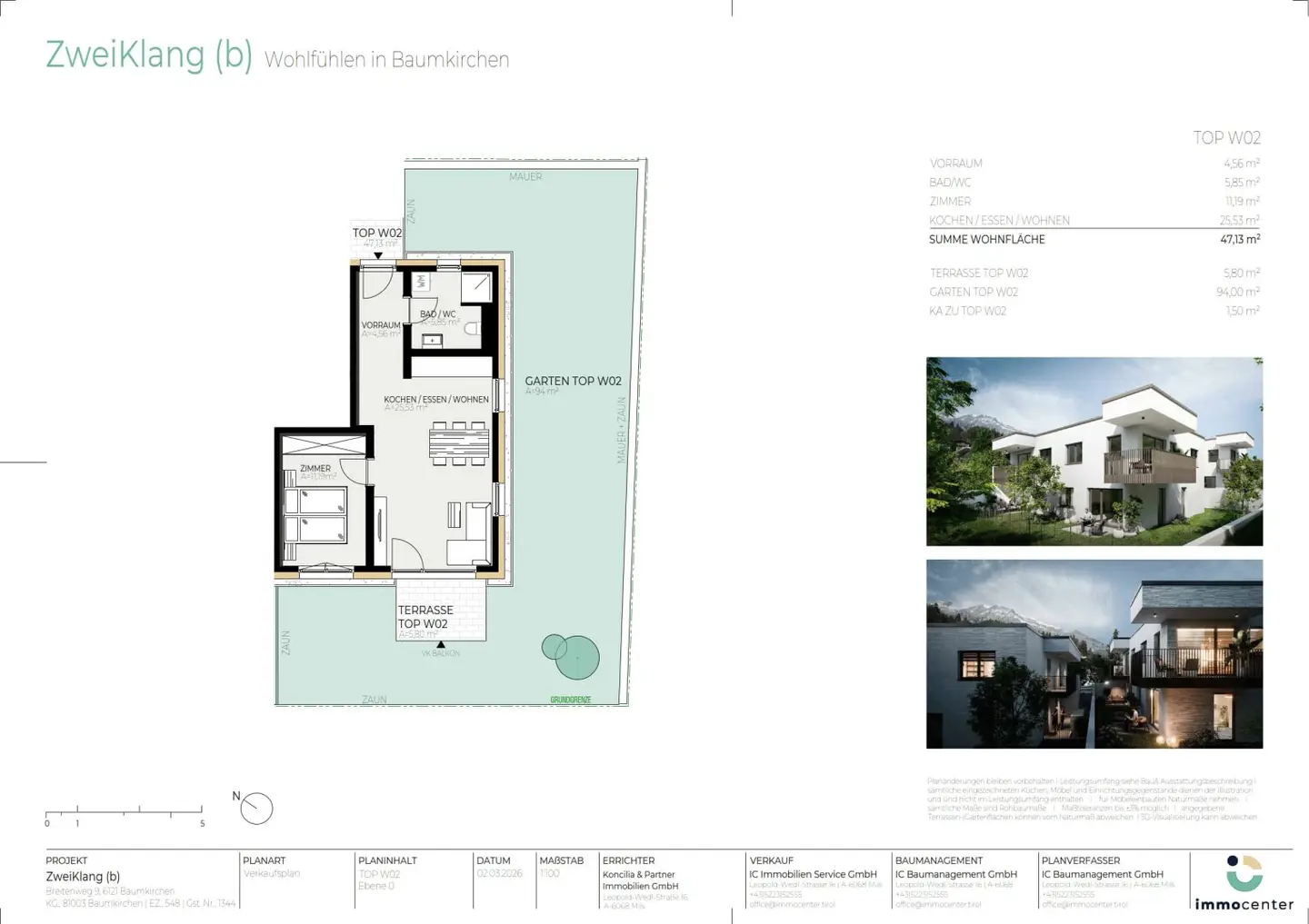 2-room apartment Top W02, ZweiKlang (b), 6121 Baumkirchen