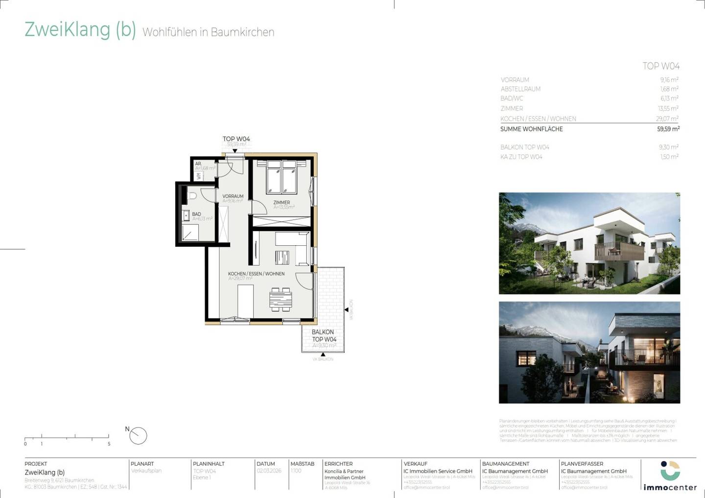 2- oder 3-Zimmer-Wohnung Top W04, "ZweiKlang (b)", 6121 Baumkirchen