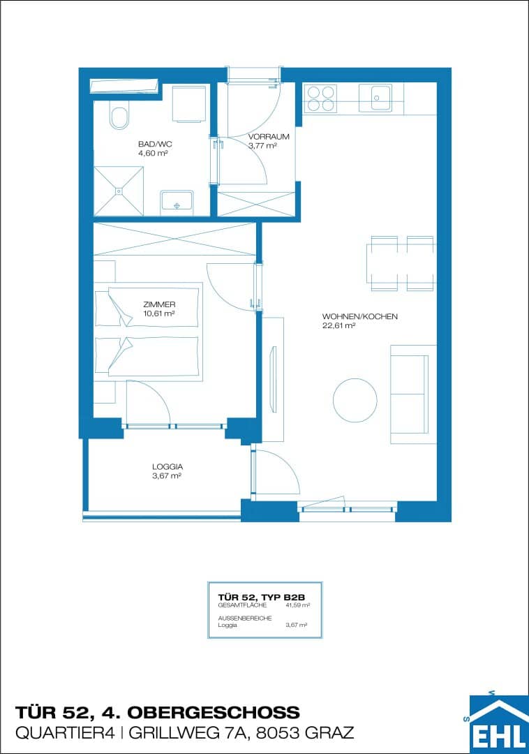 Erstklassige 2 Zimmerwohnung mit Freifläche nahe Center West und Strassganger Bad