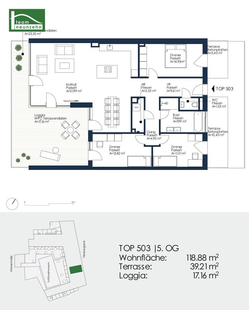 Living in the heart of Graz Lend - Spacious 4-room apartment with three outdoor areas