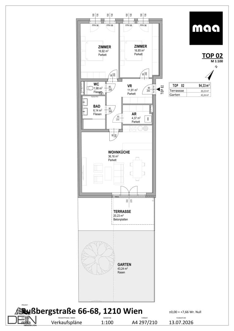 NEW! DREAMY 3 ROOM GARDEN APARTMENT NEAR THE TERMINUS STREBERSDORF
