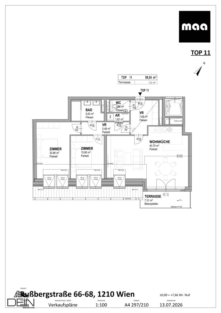 NEW QUIET 3 ROOM NEW BUILD APARTMENT WITH COURTYARD FACING TERRACE NEAR THE TERMINUS STREBERSDORF
