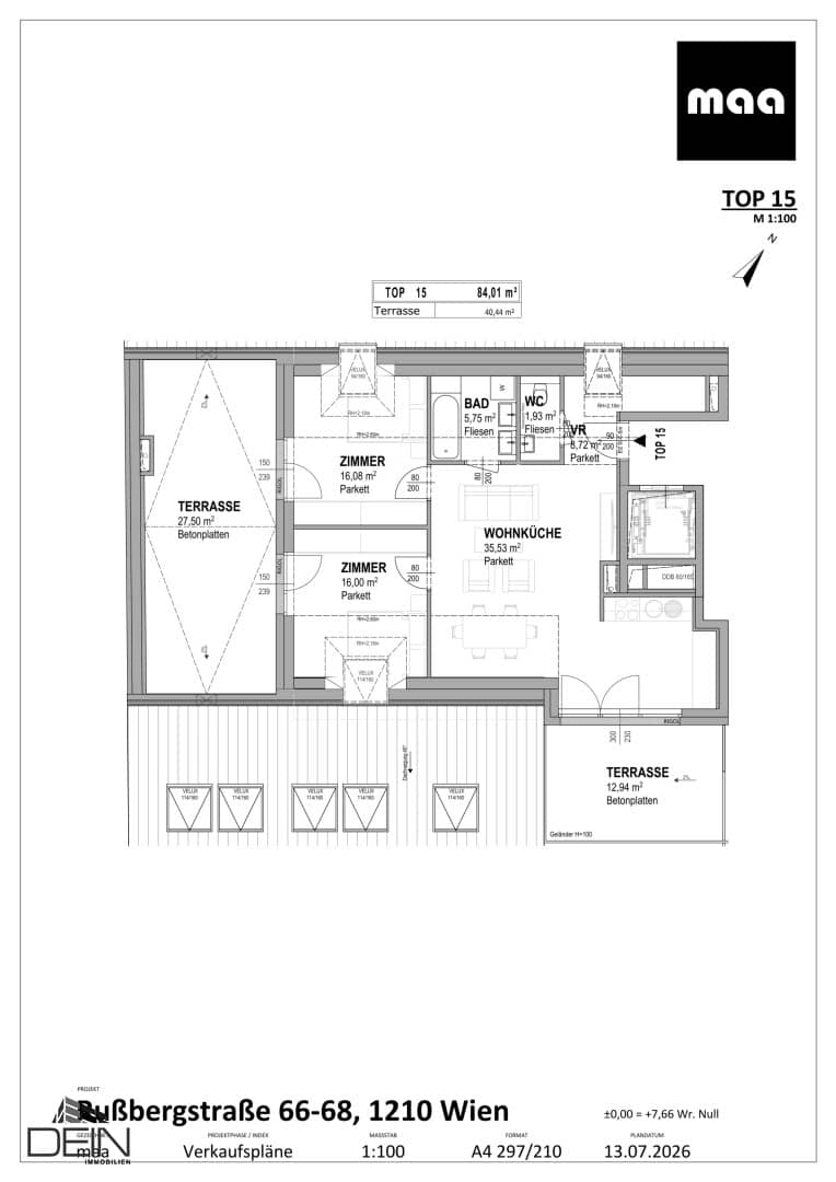 NEW! DREAM 3 ROOM ATTIC APARTMENT WITH TWO TERRACES NEAR THE STREBERSDORF TERMINUS