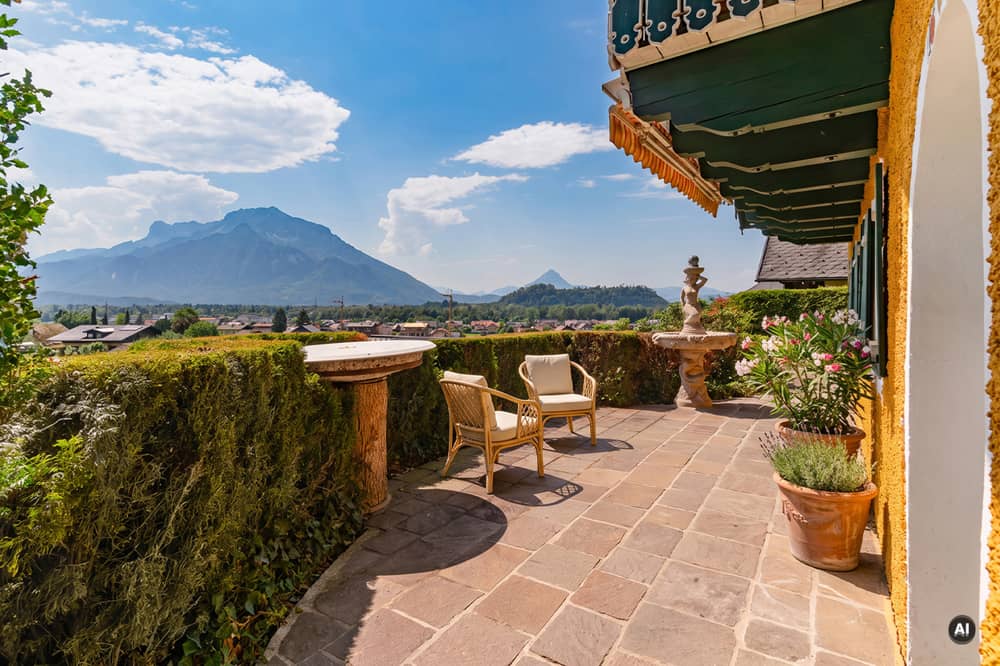 Familienwohnung mit Bergblick und Garten
